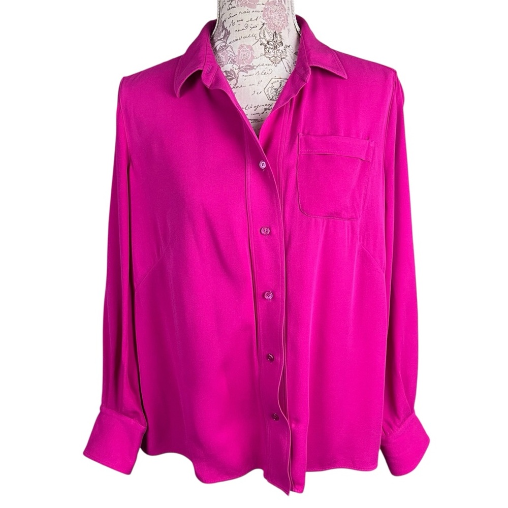 Akris Pink Long Sleeve Notched Collar Button Down